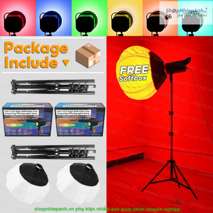 Lampe de photographie/vidéo professionnelle LED+RGB modèle RGBW-600