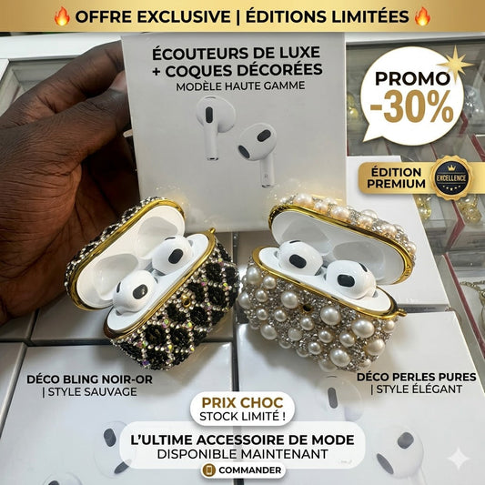 AIRPODS  (Édition Premium) + COQUE BLING BLING