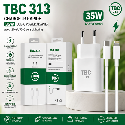 TBC 313 – CHARGEUR RAPIDE 35W USB-C ⚡📱